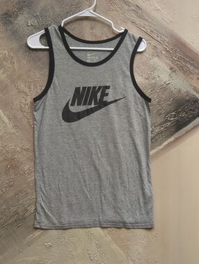 Nike Gray and Black Tank Top with Swoosh Logo
